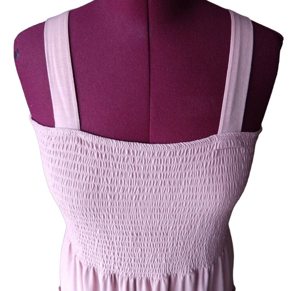 🔥SALE🔥 3X Zenana Smocked Tiered Midi Dress Lt Rose Pink Plus sized comfort - Picture 4 of 16